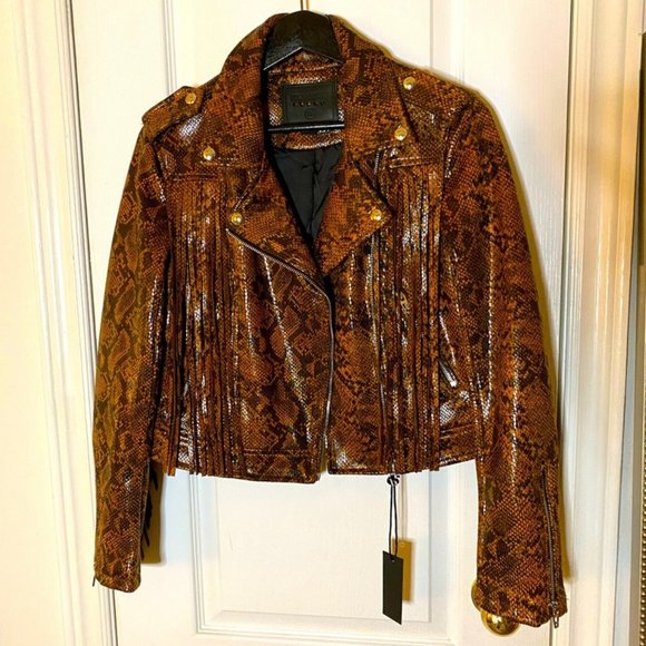 Blank NYC Python Print Jacket with Fringe detail - Picture 3 of 9